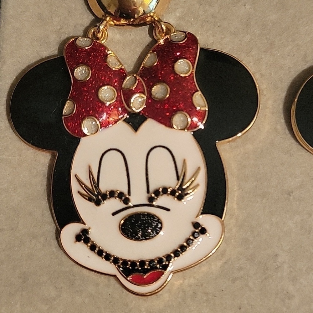 NEW DISNEY Baublebar Minnie Mouse Drop Earrings Gold - Picture 2 of 3